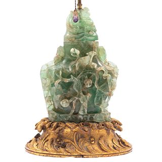 Asian Fluorite Carved Covered Ewer