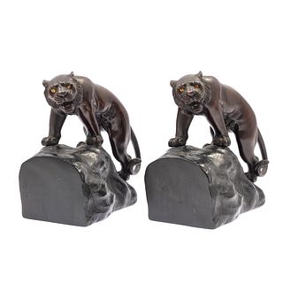Pair Late Meiji / Early 20th Century Bronze Bookends