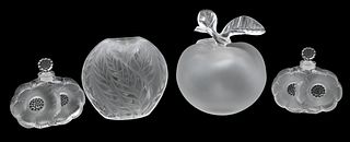 Group of Four Lalique Crystal Perfume Bottles