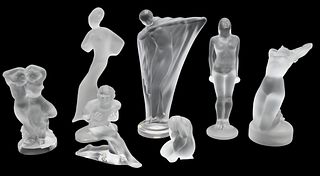 Group of Seven Lalique and Assorted Crystal Figures