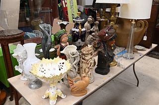 Large Lot to Include Wine Glasses, Lamps, Vases, and Plaster Figures