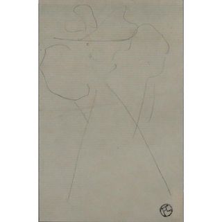 Attributed to: Henri de Toulouse Lautrec, French (1864-1901) "Untitled" Original Pencil Drawing on Paper