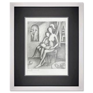 Mark Kostabi, "Wind's Night Symphony" Framed Original Drawing on Paper, Hand Signed with Certificate of Authenticity.
