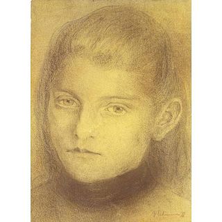 19th Century Austrian School Pencil and Charcoal On Paper "Portrait Of A Young Girl" Signed, illegibly and dated '99 lower ri