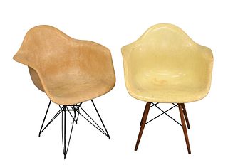 A Near Pair of Herman Miller for Eames Fiberglass Shell Armchairs