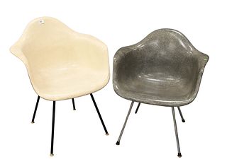 Near Pair of Herman Miller for Eames Fiberglass Shell Arm Chairs