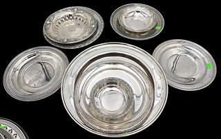 Group of Eight Sterling Silver Serving Bowls and Trays
