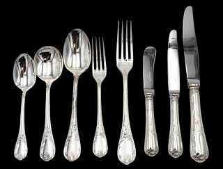 120 Piece Christofle Silver Plated "Marly" Flatware Set