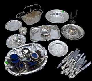 Large Group of Silver Plate and Sterling Silver