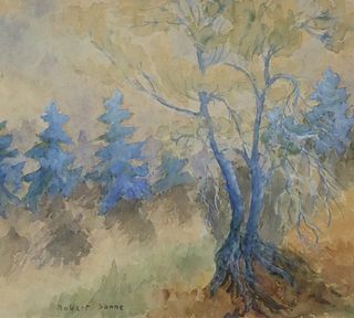 ROBERT SONNE (EARLY 20TH C.) WATERCOLOR PAINTING FOREST LANDSCAPE