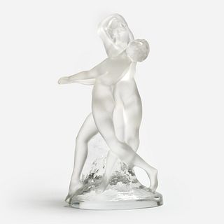  Lalique "Deux Danseuses" Frosted Glass Sculpture