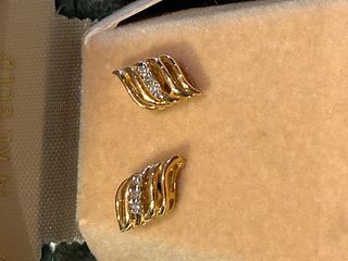Pr 14K Gold & Diamond Earrings
