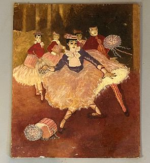 Oil on Board Ballerinas with Boxes and Bouquets