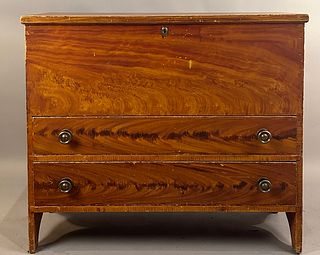 19th c Two Drawer Paint Decorated Blanket Chest