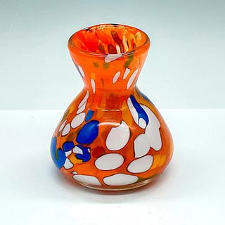 Splatter Glass Vase, Signed by Artist
