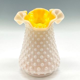 Kanawha Yellow Satin & Milk Glass Vase