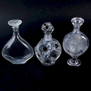 Grouping of Three (3) Lalique Crystal Perfume Bottles