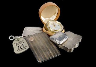 STELLA STEVENS PERSONAL CLOCK AND SILVER CASES