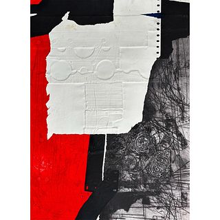 Antoni Clave (1913-2005) Carborundum Etching and Embossing, Untitled (Black, Red, White), Signed