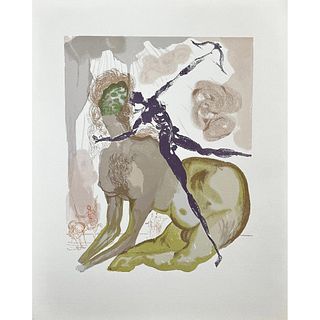 Salvador Dali (1904-1989), Woodblock, Divine Comedy Hell Canto 12 Decomposition, Unsigned