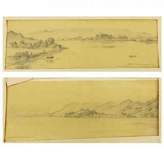 Eduard Winkler, German (1884-1978) Two (2) pencil drawings "Landscapes"