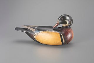 Preening Wood Duck Decoy by William Gibian (b. 1946)