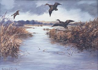 Roland Clark (1874-1957), Ducks in a Marsh