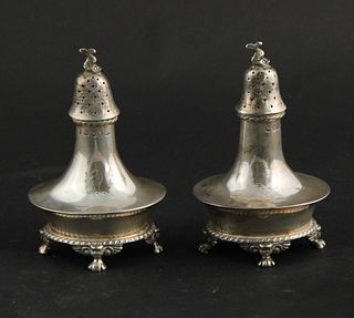 Pair if 18th C. Sterling Silver Footed Casters