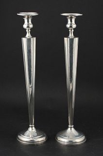 Pair of Tall Sterling Silver Candlesticks