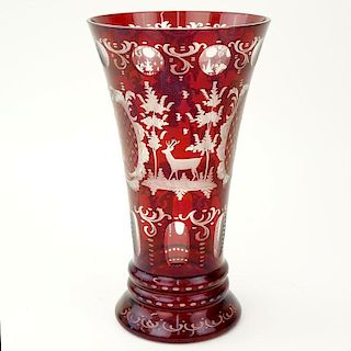 Antique Bohemian Glass Vase