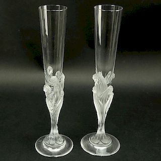 After: Romain "Erte" de Tirtoff (1892-1990) Pair of Cristallerie de Sevres Art Deco Style Champagne Flutes