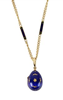 18K Yellow Gold Faberge Egg Necklace