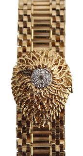 14K Yellow Gold Ladies Bracelet Watch