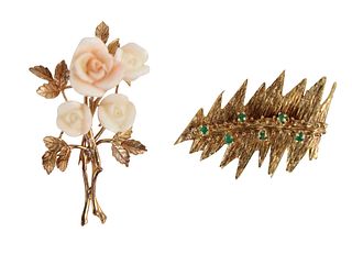 Two 14K Yellow Gold Brooches