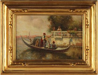 Nicholas Briganti, Oil on Canvas Venetian Gondola