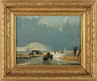 G. Duriey, Oil on Canvas, Dutch Winter Scene