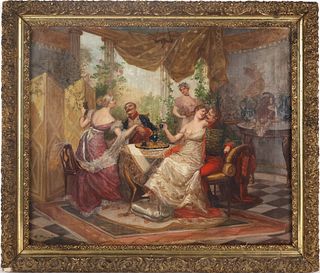 H. Pousin, Oil on Canvas, Interior Scene