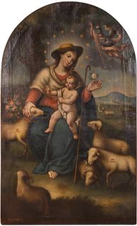 Oil on Canvas, The Divine Shepherdess with Child