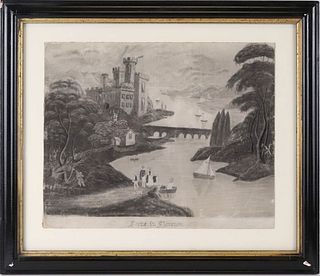 W.S. Clarke, Charcoal on Paper, Scene in Florence