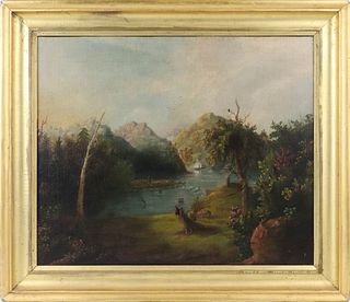 Attributed to Cyrus A. Swett, Bucolic Riverscape