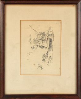 James M. Whistler, Etching, "Sunday, Lyme Regis"