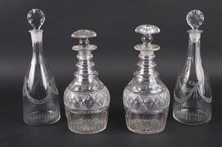Two Pairs of George III Glass Decanters