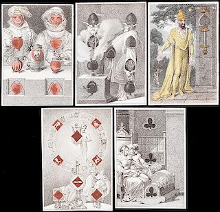 Rudolph Ackerman “Beatrice Pictorial Cards” Hand Colored Transformation Playing Cards.