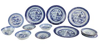 Thirteen Chinese Export Canton Plates and Dishes