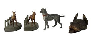 Pair of Mixed Metal Great Dane-Form Bookends