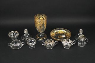 Group of Silver Overlay Glass Table Articles
