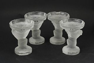 Four Heinrich Hoffman Glass Bear Compotes