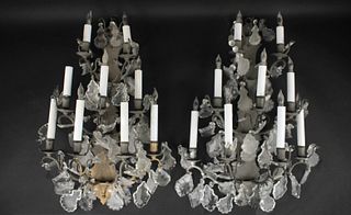 Pair of Louis XV Style Iron & Glass Wall Sconces