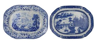 Two Blue-and-White Transferware Platters