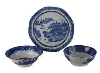 Two Pearlware Blue and White Serving Bowls